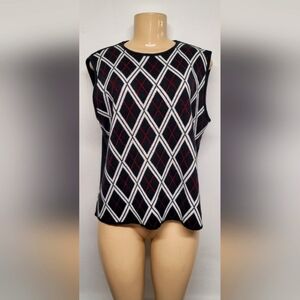Erika Argyle Sweater Knit Vest XL